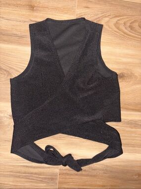 Black Sparkle Wrap Crop Top